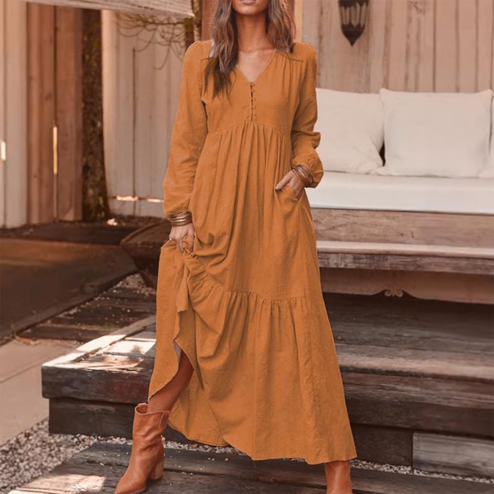 Robe longue légère d'été en coton pour femmes, ligne a, robes mi-longues en mousseline, robe Beige élégante pour femmes