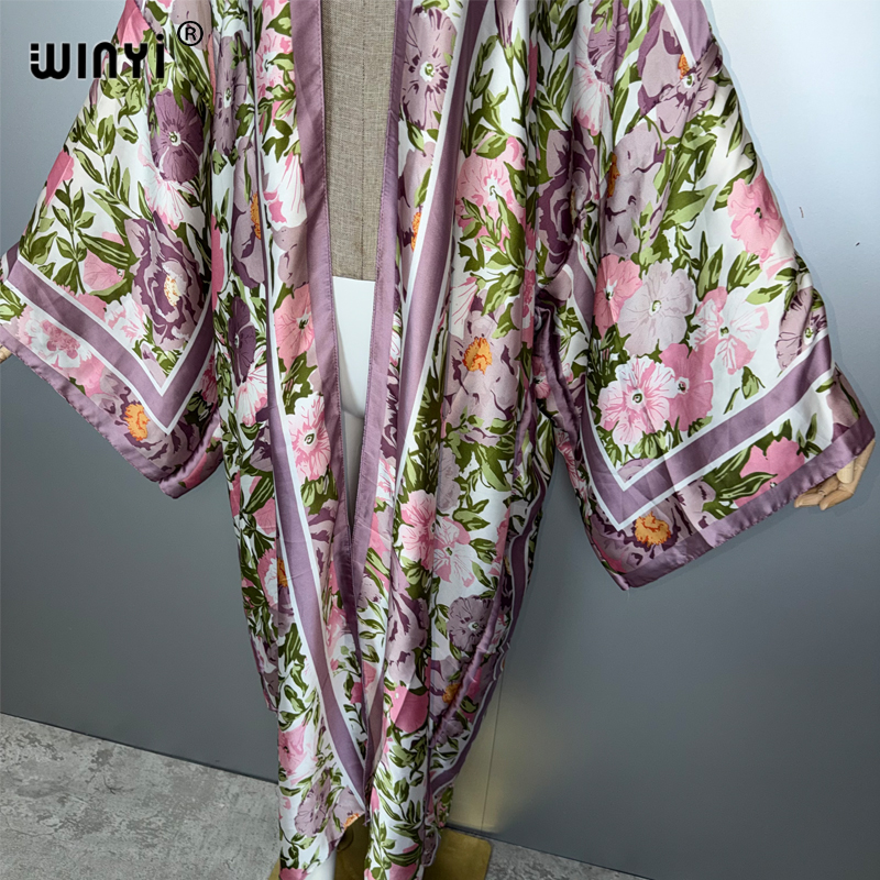 WINYI Kimono d'été bohème, kaftan, vêtement de plage, cardigan, robe de soirée, abaya, tenue de plage de luxe de Dubaï, robe de soirée pour femmes