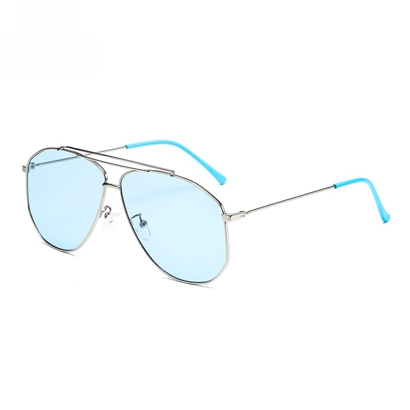 Lunettes de soleil à la mode, lunettes de soleil rétro à double faisceau à grande monture, résistantes aux UV, personnalisées et polyvalentes
