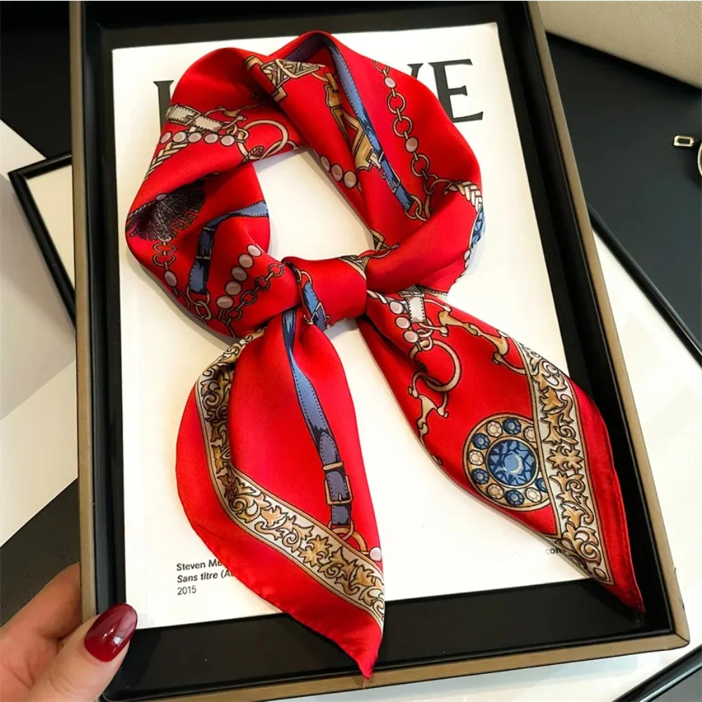Foulard de luxe en soie pour femme, bandeau design, foulard carré en satin, ruban, écharpe de poignet pour femme