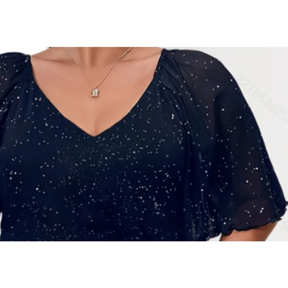 Robe élégante à col en v pour femmes, grande taille, décontractée, col en v, taille cintrée, polyvalente et élégante, ourlet feuille de Lotus