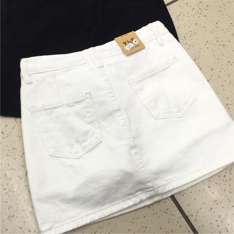 Jupe courte trapèze en denim pour femmes, jupe enveloppée blanche, printemps et été 2024