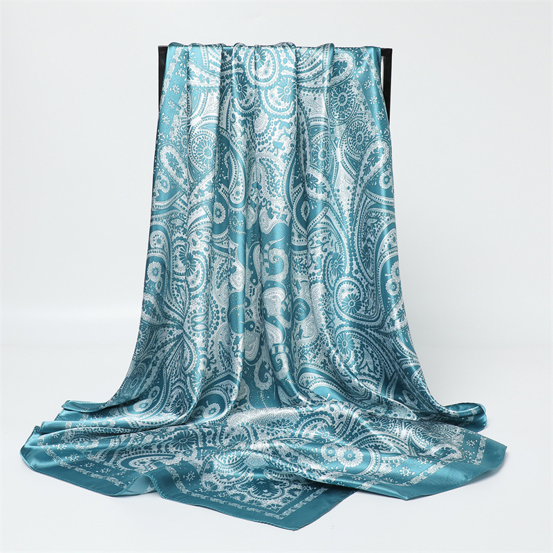 Écharpe carrée imprimée tendance pour femme 90*90cm, grands foulards en soie pour femmes, bandanas, châle de plage de luxe, enveloppes pour femmes, hijab, foulard