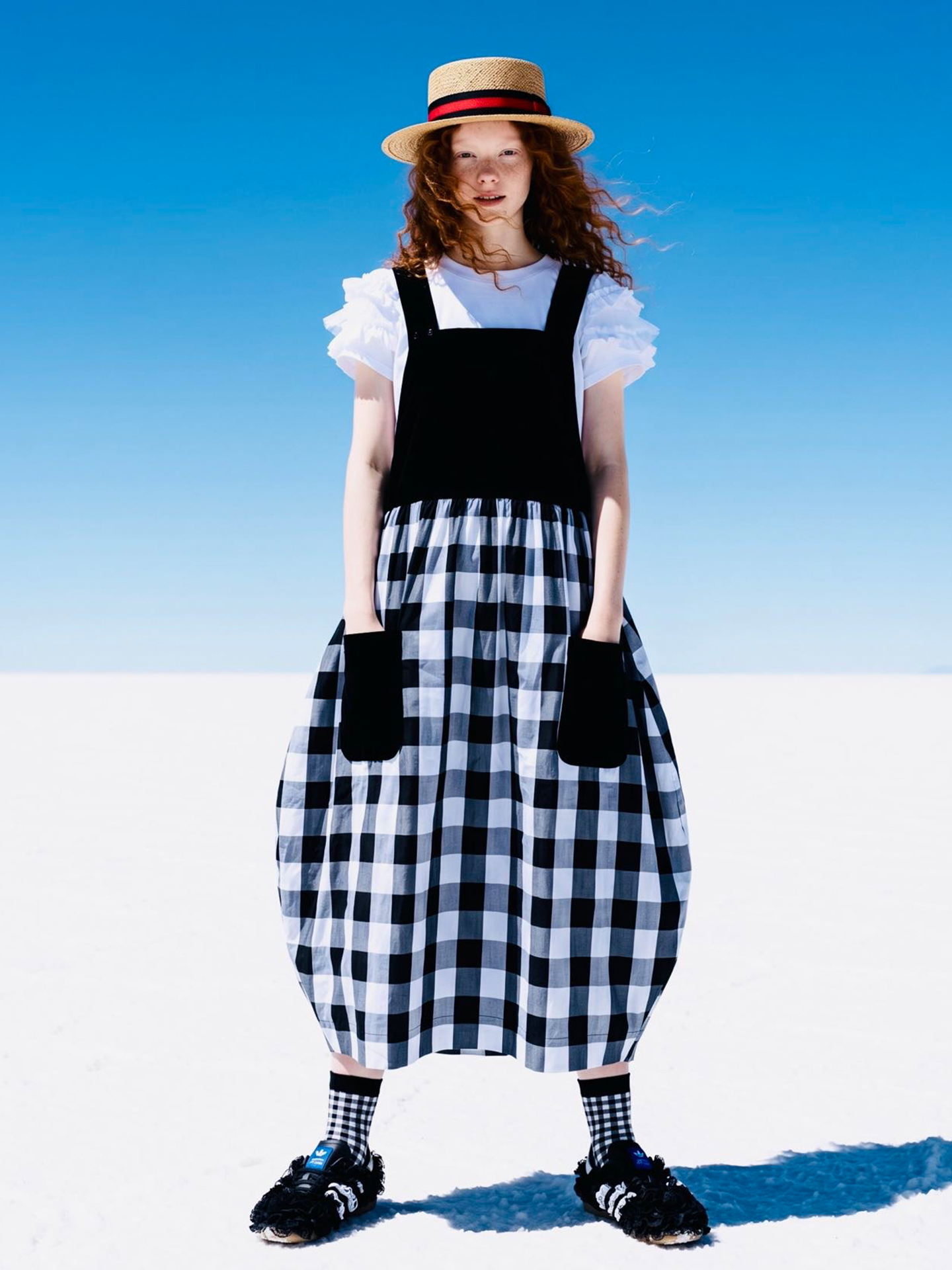 Robe ample en patchwork noir pour femmes, imakokoni, originale, style artistique d'été, à carreaux, décontractée, mi-longue, avec bretelles, 265576