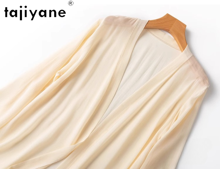 TAJIYANE 100% véritable chemisier en soie de mûrier élégant Long Cardigan en soie 19 couleurs châle manteau été hauts 2025 dames vêtements Блузка