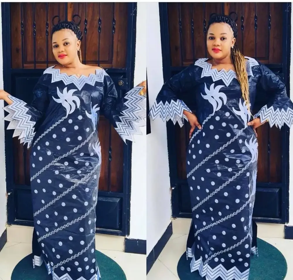 Robe africaine brodée pour femmes, nouvelle mode, bazin riche