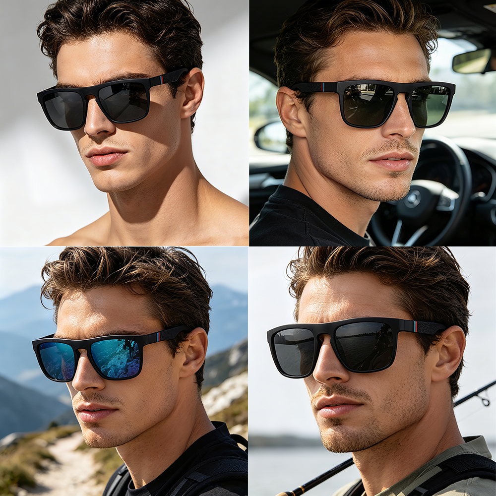 Lunettes de soleil polarisées pour hommes et femmes, monture carrée de luxe, UV400, pour la conduite, la pêche, le cyclisme, la marche, la plage, les sports de plein air