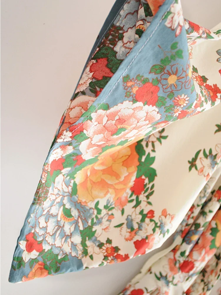 Kimono de Plage Vintage Chic à Imprimé Floral Multiple pour Femme, Vêtement Bohème à Col en V, Manches Chauve-Souris, Robe Boho, Cache Bikini