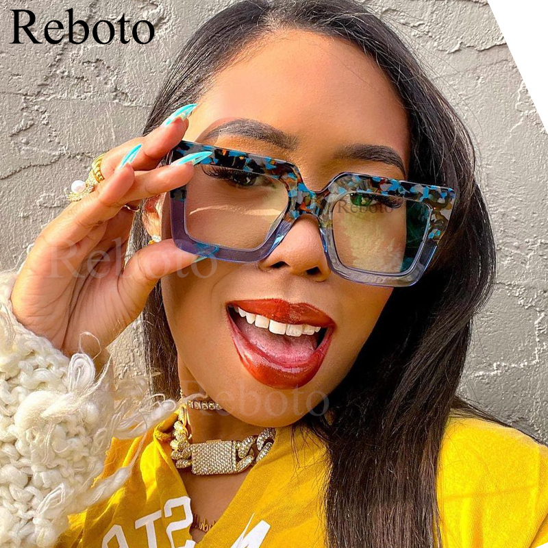 Lunettes Anti-lumière bleue colorées pour femmes, carrées surdimensionnées noires, monture optique, lentille transparente, lunettes féminines