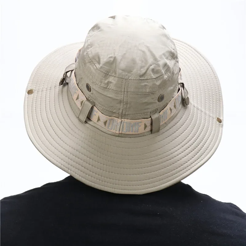 Chapeau seau d'été pour hommes, Protection UV en plein air, à large bord, Panama, Safari, chasse, randonnée, chapeau de pêcheur en maille, casquette de Protection solaire de plage