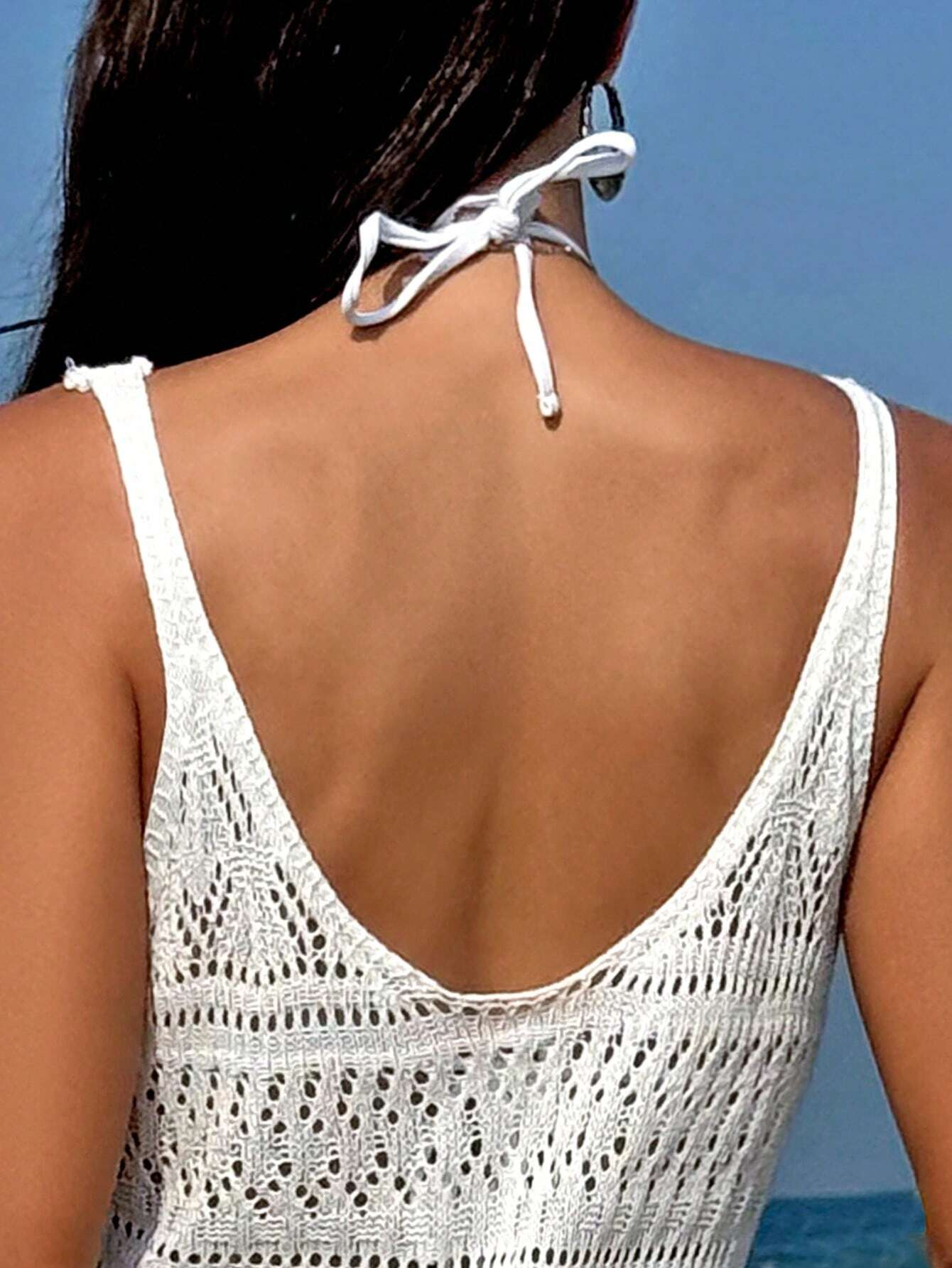 Robe Maxi ajourée pour femmes, tempérament élégant, mode, jupe à bretelles, montrant le corps, taille libre, Bikini
