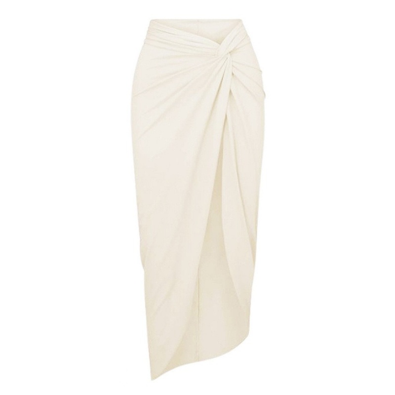 Mode crème solaire Bikini couvrir femmes froncé conception taille haute côté fente jupes longues 2025 nouvelles vacances élégant Chic vêtements de plage