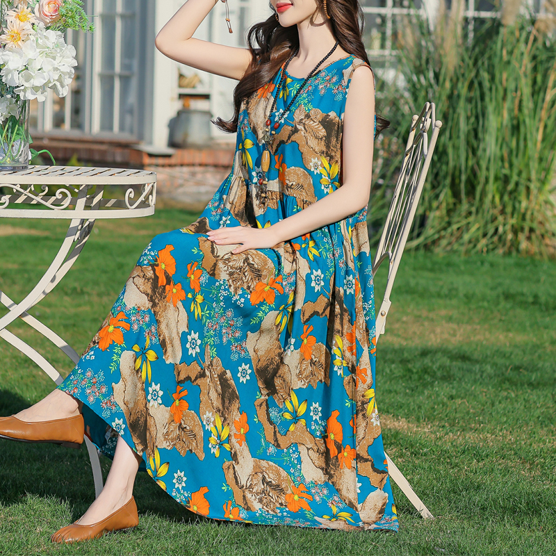 Robe longue d'été grande taille pour femmes, Vintage, ample, décontractée, élégante, sans manches, 2025