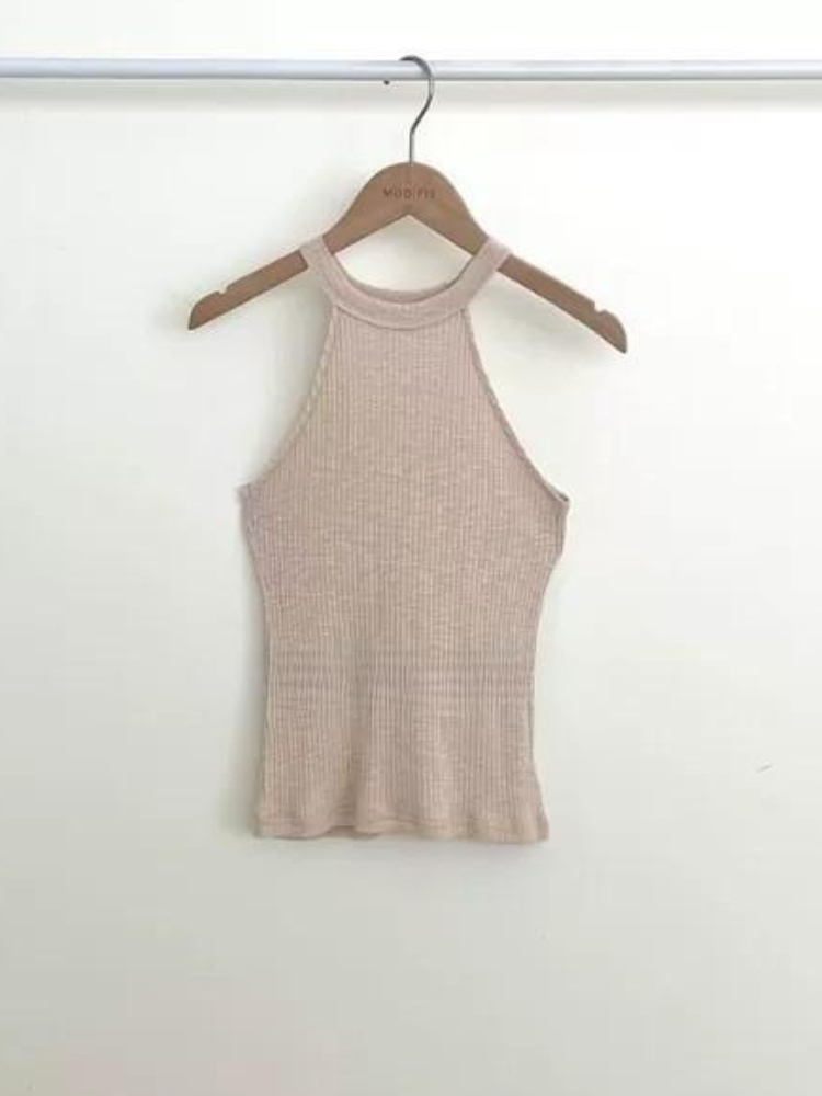 Haut court à épaules dénudées, style coréen, nouvelle arrivée, élégant, moulant, col rond, débardeur pour femmes, mode féminine, flatteur pour la silhouette, sans manches.