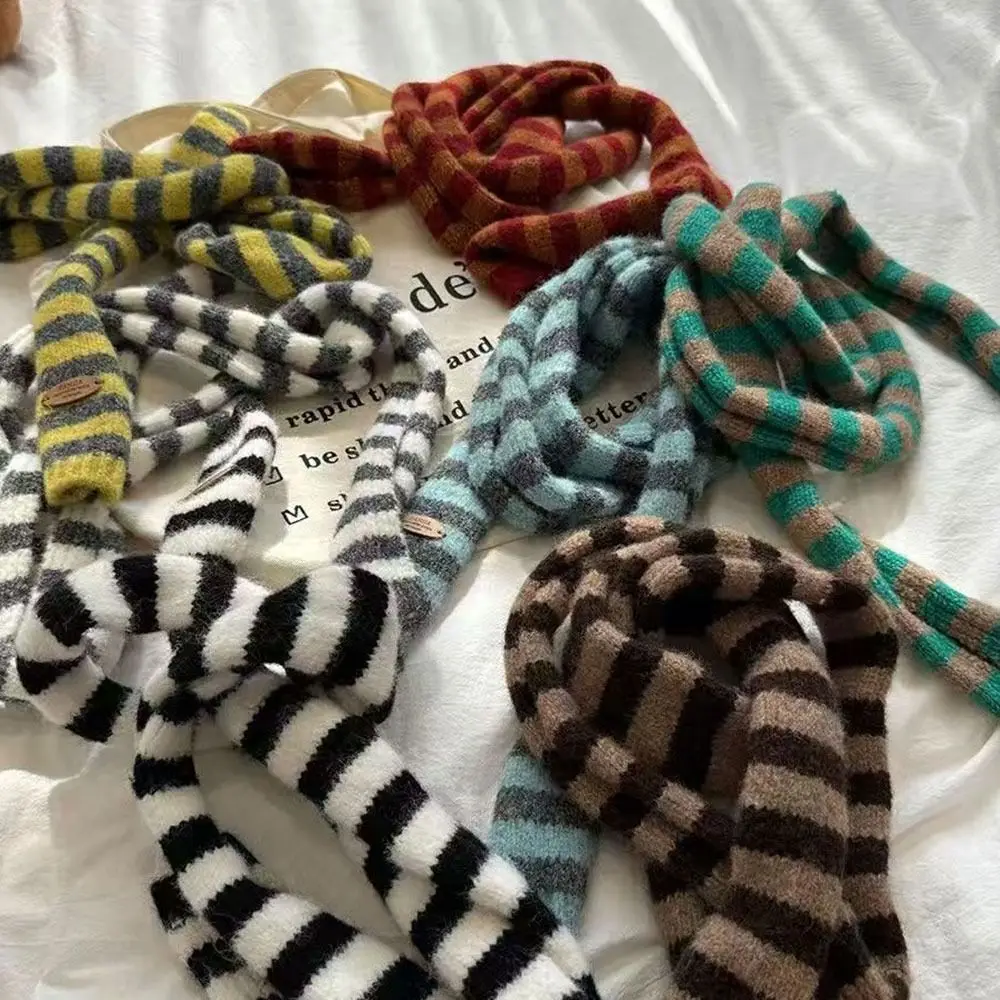 Foulard Long en coton à rayures noires et grises pour femmes, foulard décoratif Slim, chaud, tricoté, mode Streetwear