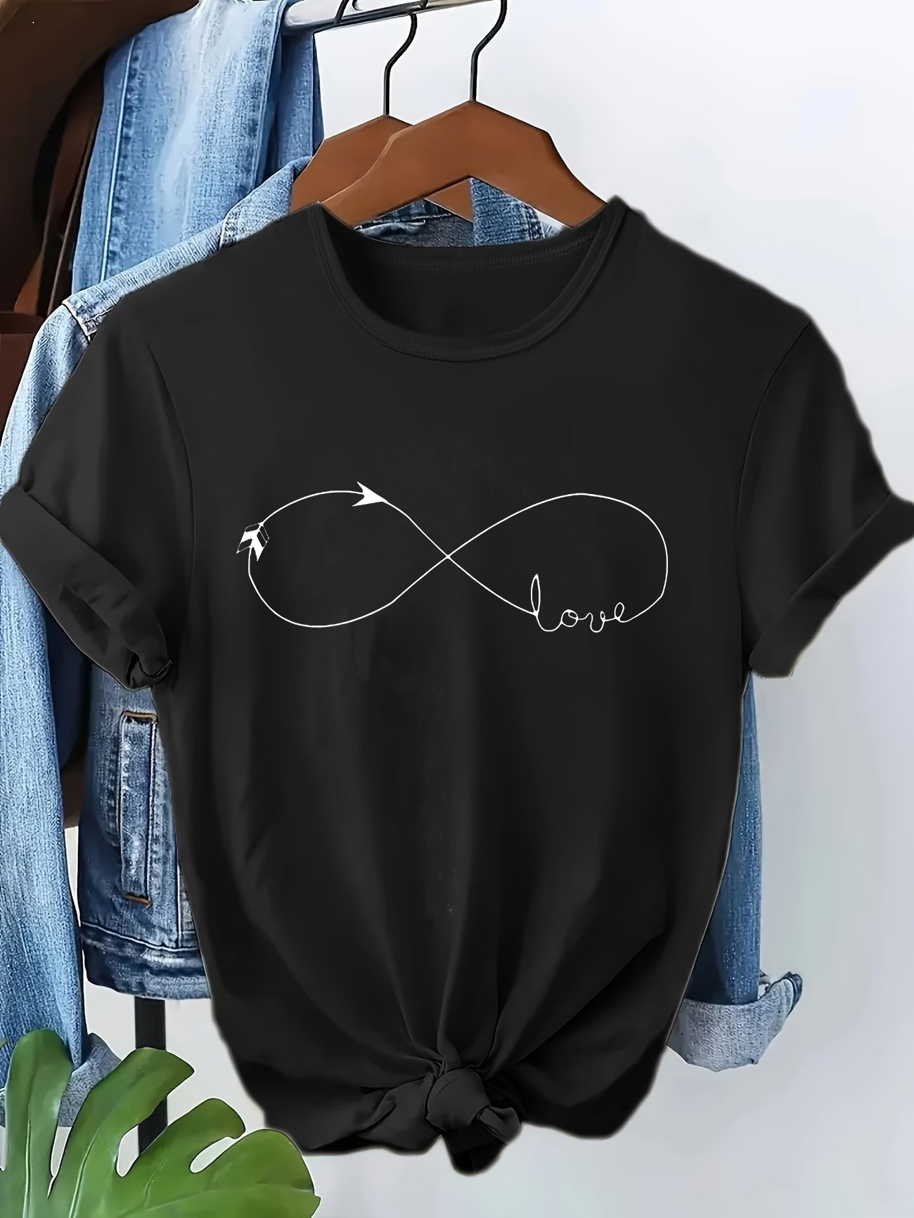 T-shirt Femme Amusant et Tendance avec Imprimé Cœur et Lettres, Manches Courtes, Vêtement d'Été pour Femmes et Filles