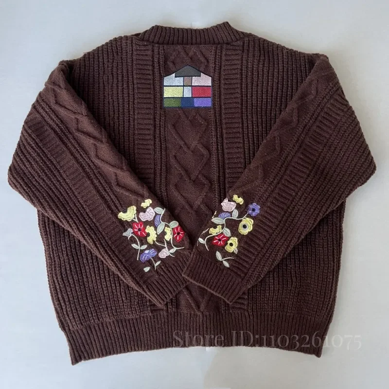 2025 grande taille Eras Cardigan pour femmes automne hiver fleur brodé pull tricoté Y2k fille Vintage mode Cardigans hauts