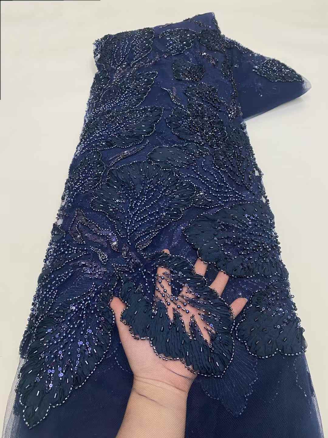 Tissu africain français en dentelle de Tulle de luxe, tissu nigérian en dentelle perlée à paillettes de haute qualité pour la couture de robes de mariée, 2025