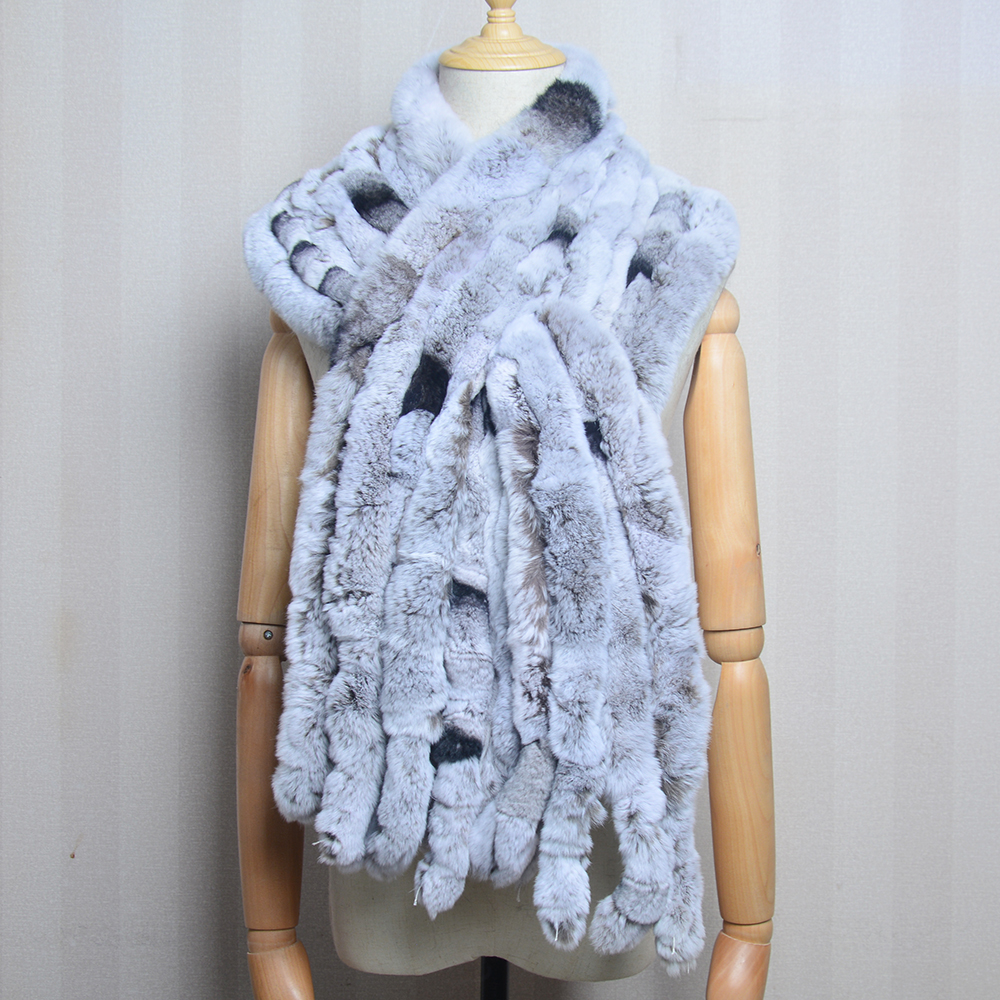 Écharpe de Luxe en Fourrure de Lapin Rex pour Femme, Châle Classique à 8 Barres Verticales, Longue, à la Mode, pour Hiver
