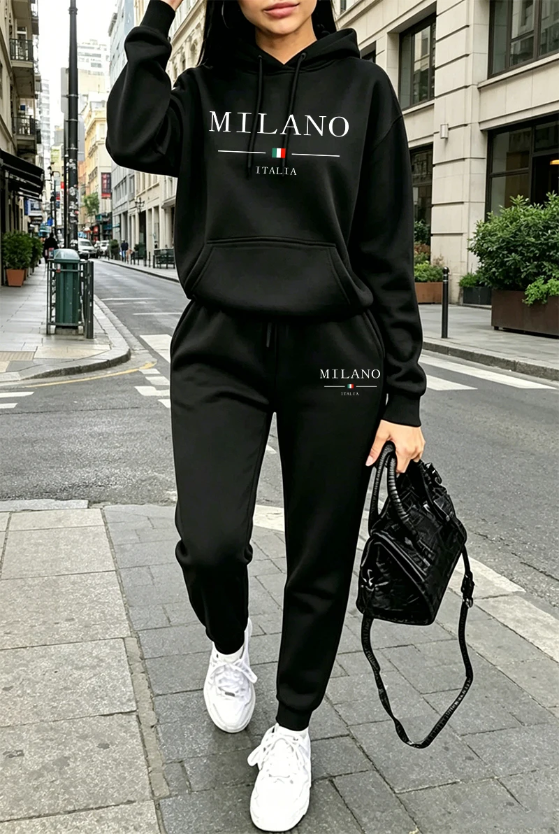 Tenues pour femmes automne-hiver, sweat-shirt à capuche décontracté, vêtements de sport pour femmes, jogging, mode urbaine, sweat-shirt et pantalon
