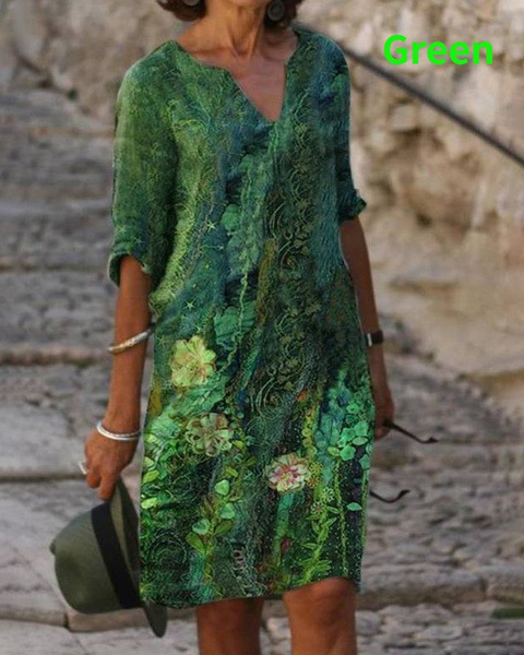Nouveau printemps femmes lâche Vintage volants robe été grand imprimé Boho décontracté fête robes élégantes