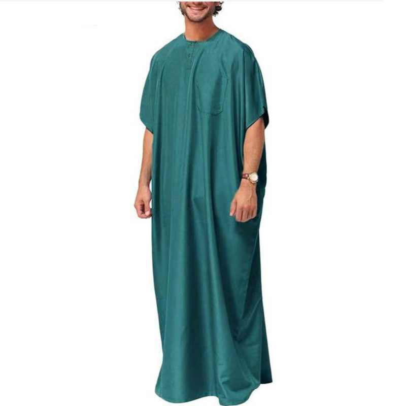 Robe musulmane à manches courtes pour hommes, Robe arabe du Moyen-Orient, Dubaï, Robe de luxe, Pakistan, Vêtements marocains pour hommes, Nouveau, 2024