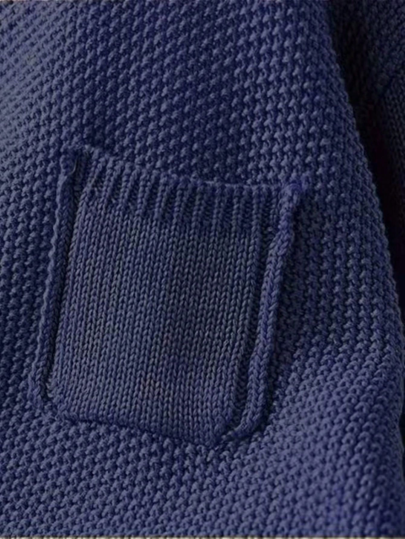 Cardigan décontracté pour femme à col rond en tricot avec manches longues et poche unique, choix idéal pour les sorties printemps-automne