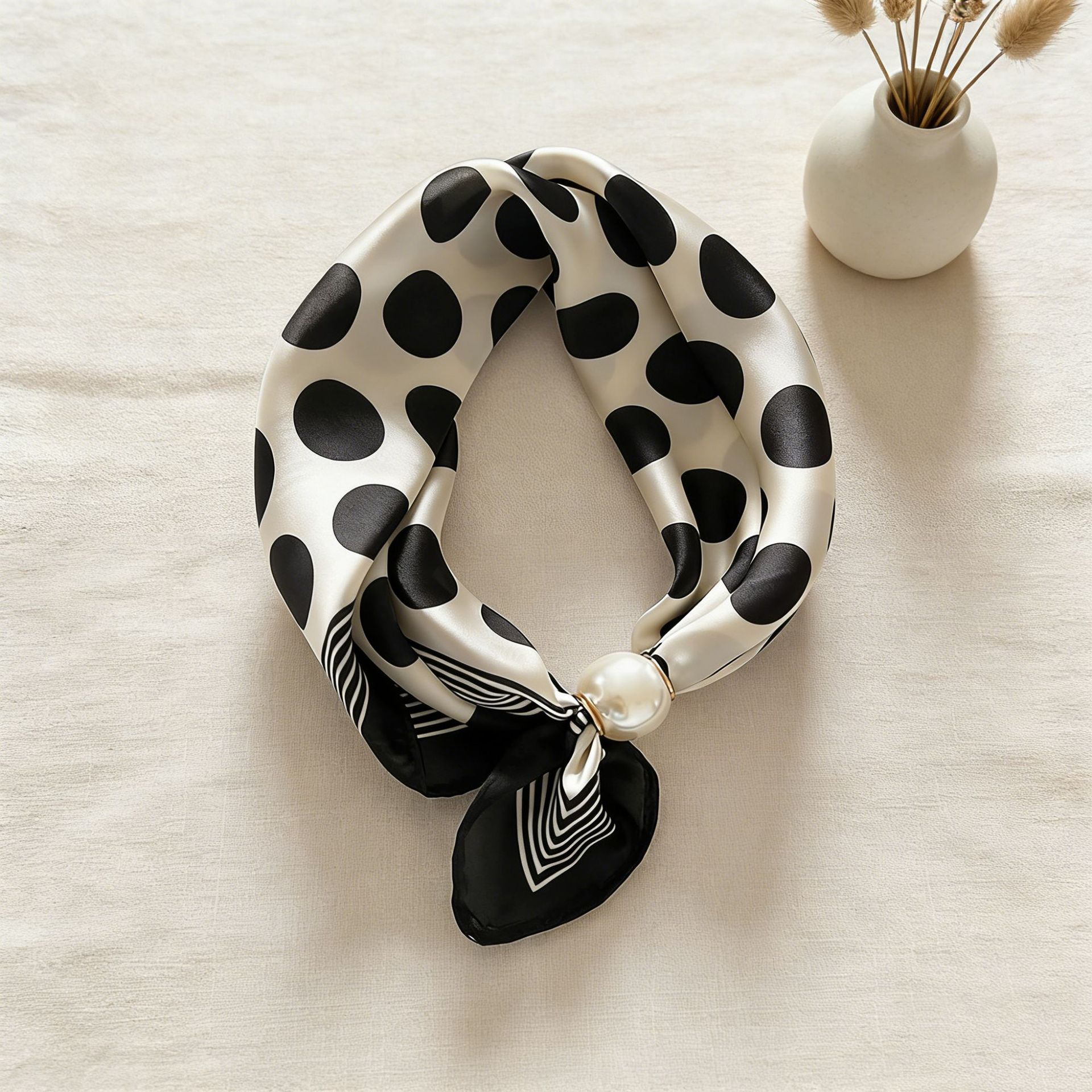 Chaîne de foulard en soie, pendentif magnétique décontracté, boucle de foulard fine en perles pour clavicule, bandeau, ruban, foulards femme, marques de luxe
