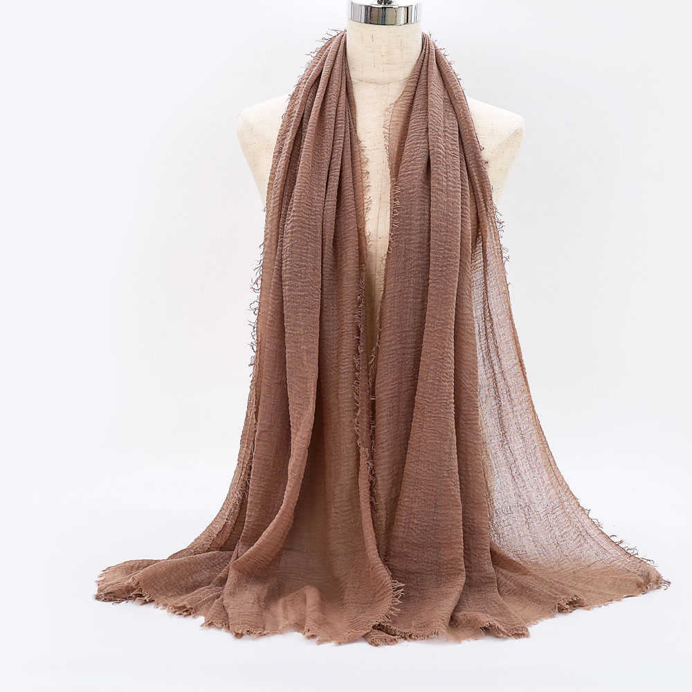 Prix de gros 195*95 cm femmes musulman froissé hijab écharpe femme musulman doux coton foulard islamique hijab châles et enveloppes