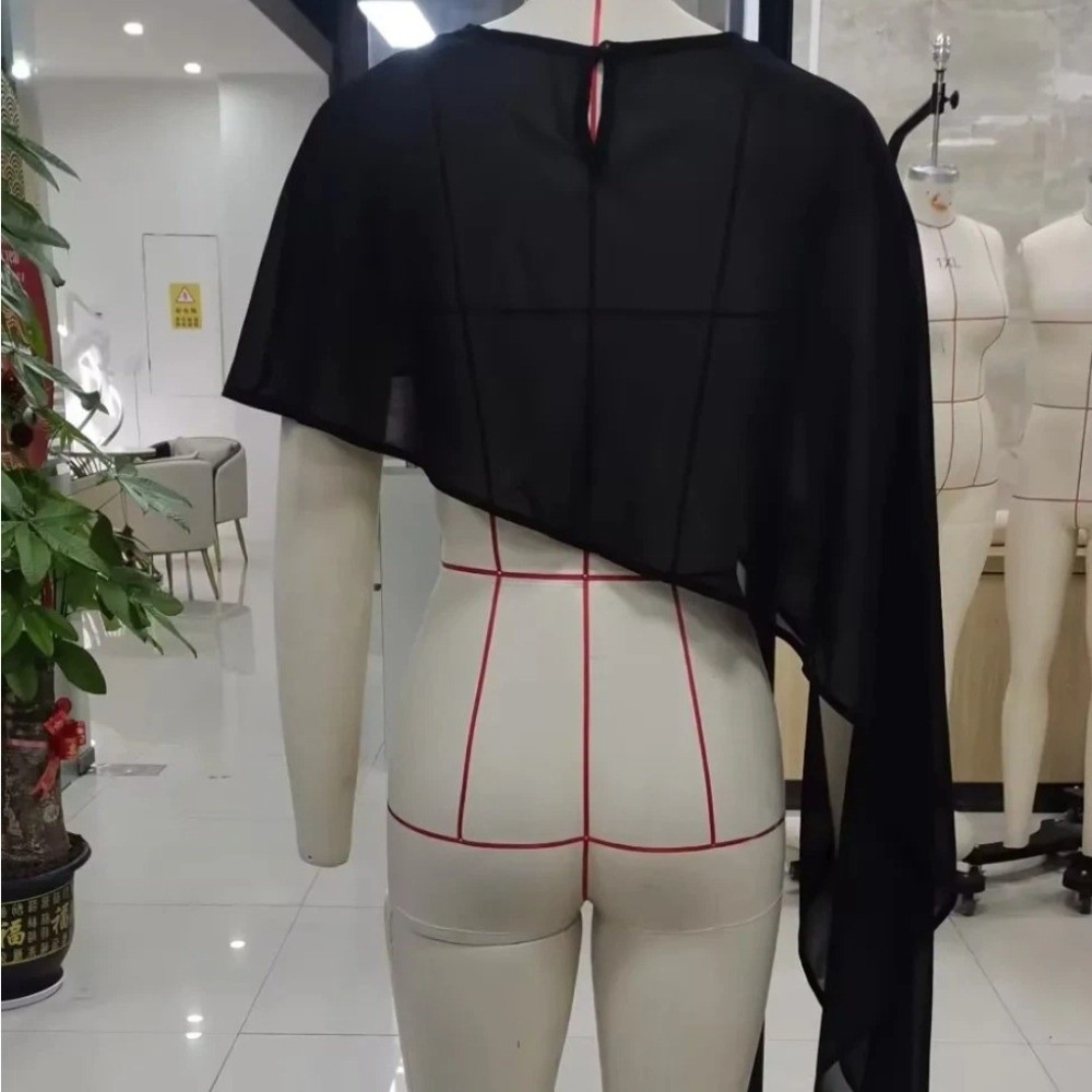 Cape châle élégante en mousseline transparente pour femme, asymétrique, en maille, pour robe de soirée