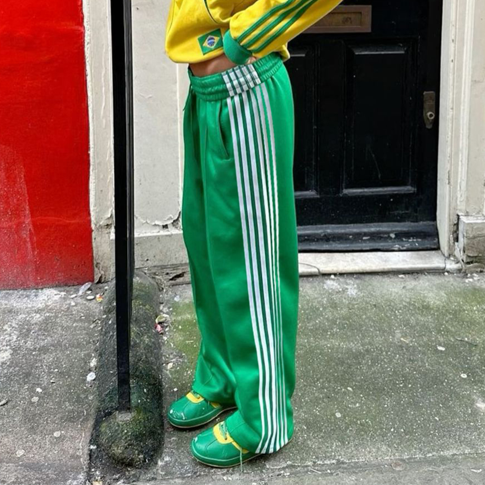 Pantalon à rayures pour femmes, taille élastique, proximité wstring, jambe droite, décontracté, pantalon de survêtement avec poches