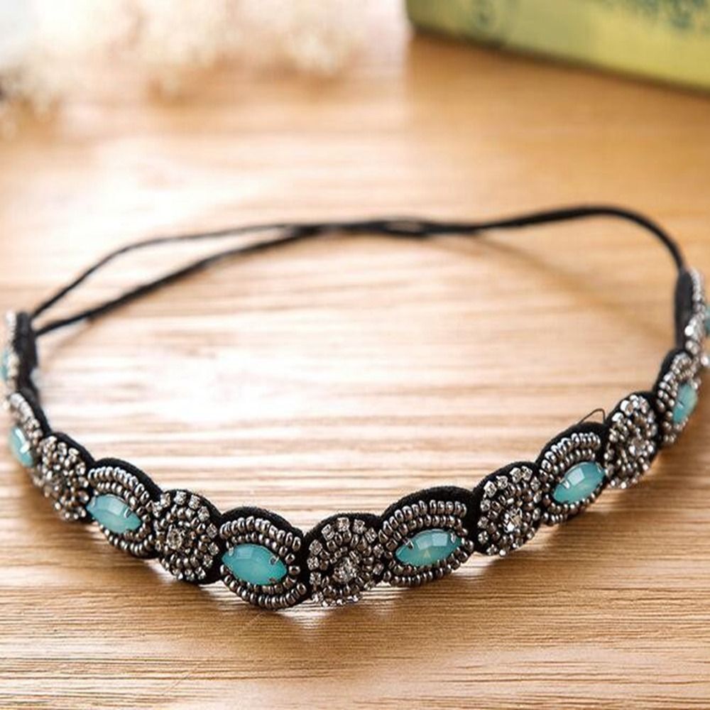 Serre-tête de style ethnique, accessoires bohèmes, bandeau perlé en strass, élastique pour cheveux, style coréen