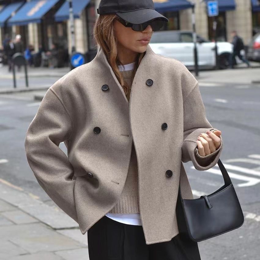 Manteau en laine à Double boutonnage pour femmes, ample, à la mode, nouvelle collection 2025