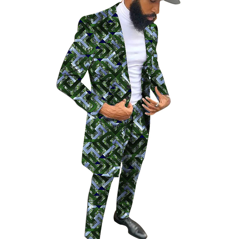 Costume de Couture africaine pour hommes, blazer Long avec pantalon, mode nigériane, tenue de mariage/fête, tenues de marié