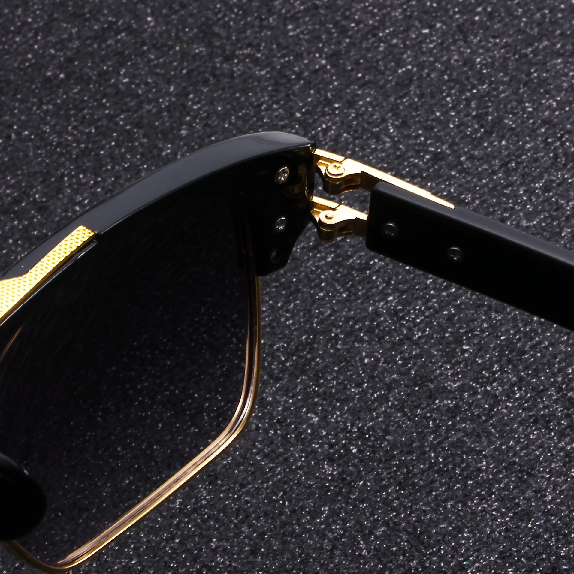 Lunettes de soleil carrées à double monture noir et or, lunettes de conduite de luxe légères pour hommes d'affaires