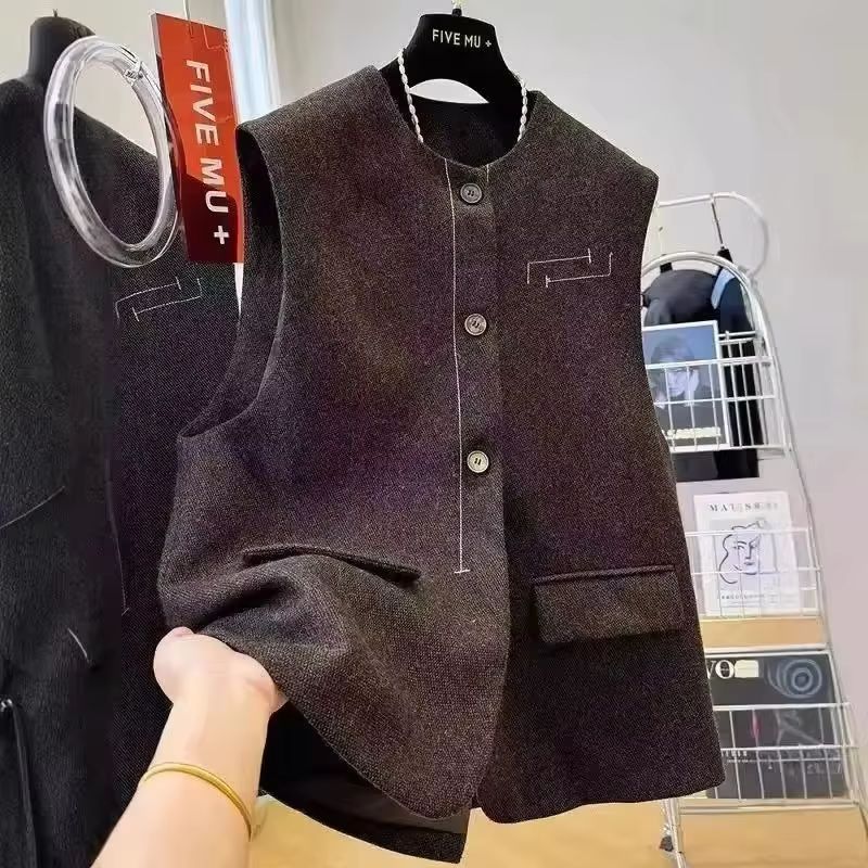 Gilet femme manteau 2025 printemps automne coréen haute qualité sans manches dames vêtements d'extérieur décontracté ample femme gilet veste