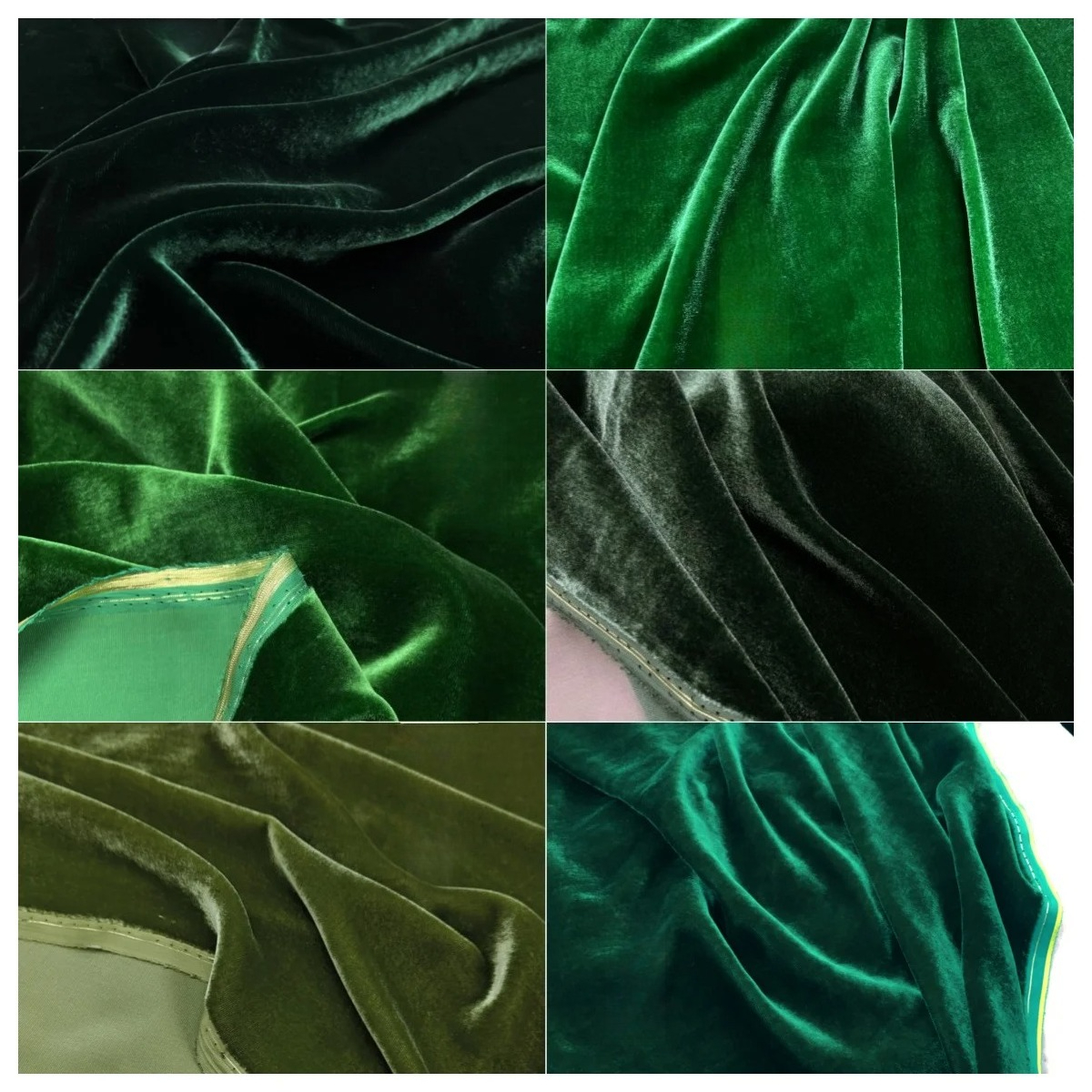Tissu en velours de soie série couleur verte, 140cm de large, mûrier pour robes, robes et foulards