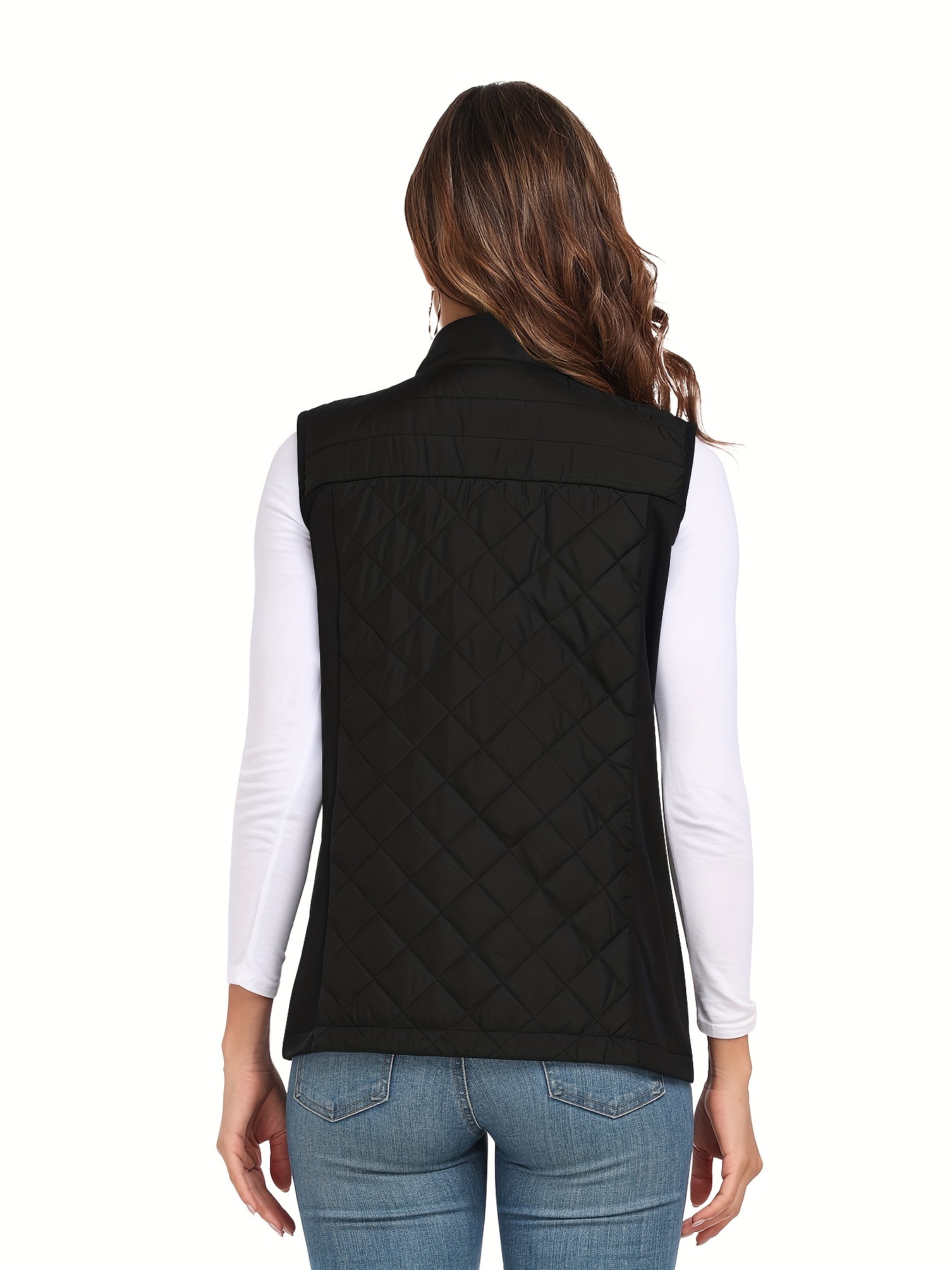 Débardeur sans manches matelassé pour femme, veste d'extérieur, col montant, fermeture éclair, gilets légers, tenues de printemps, d'automne et d'hiver