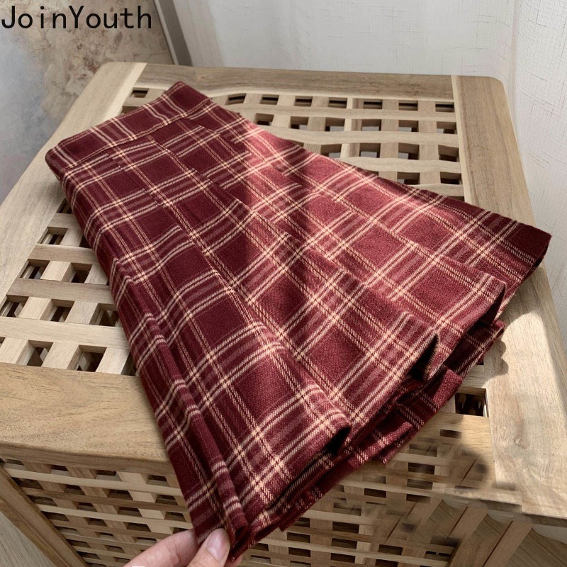 Jupes Vintage pour femmes 2025 Faldas Mujer De Moda mode douce japonaise Saia taille haute a-ligne Jupe Plaid plissée Mini Jupe