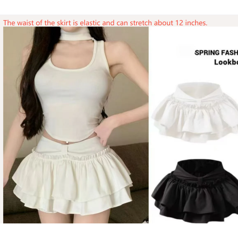 Short coréen Chic Kawaii Style Ballet jupe à plusieurs niveaux douce princesse Mini jupes élégant élastique taille haute dame jupe assortie