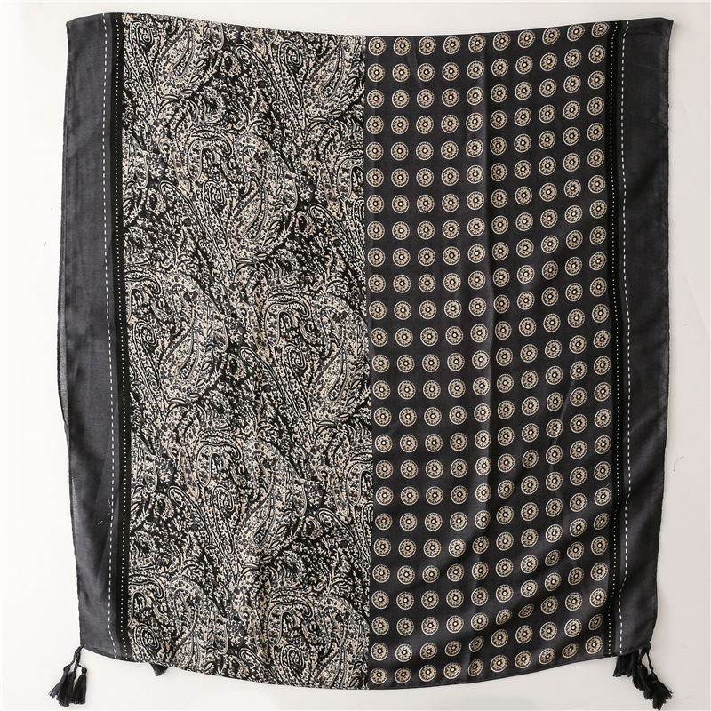 Foulard en coton et lin doux châles femmes luxe Premium Foulard Femme longue tacheté imprimé léopard gland écharpes foulards Echarpe