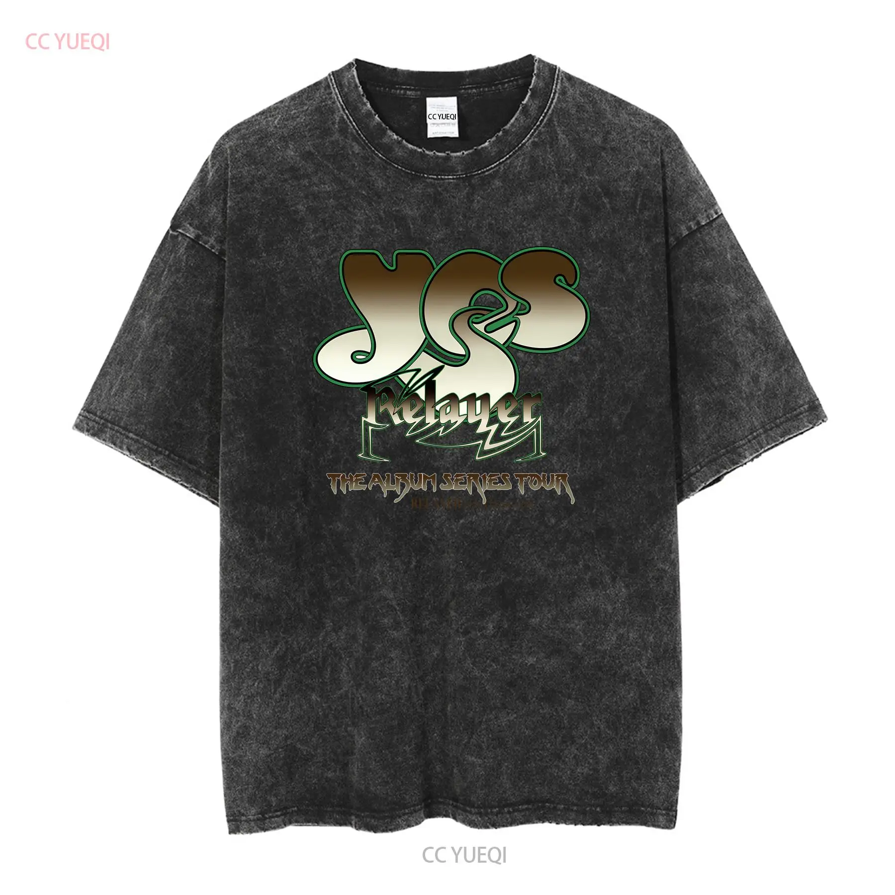 T-shirt en coton Oui Mussic Relayer The Album Series Tour Jon Anderson Steve Howe manches longues ou courtes vintage Lavé Polyvalent