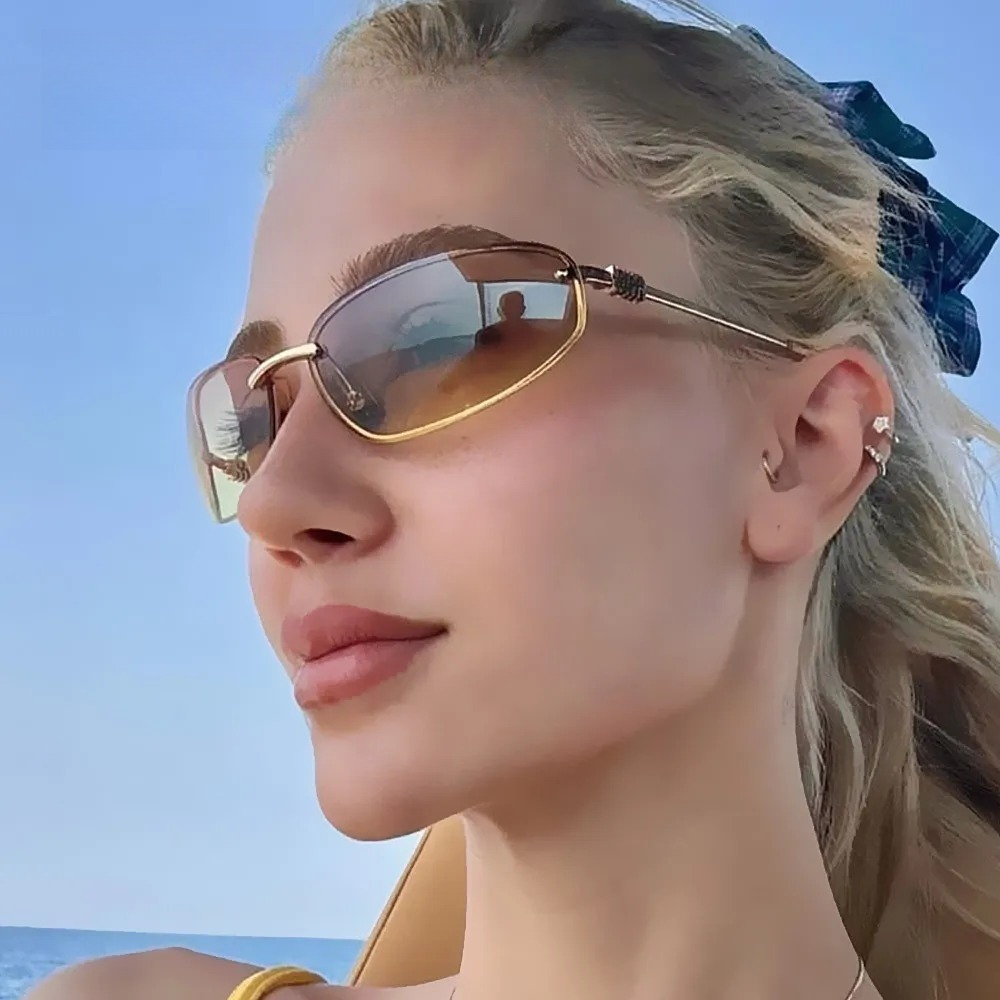 Lunettes de soleil pour femmes, nouvelle mode, dégradé, sexy, élégantes, pour la conduite, vintage, petites, carrées, en alliage argenté, Y2K