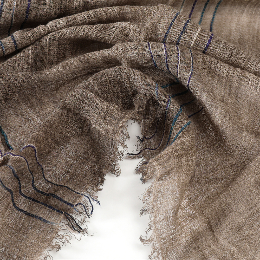 Coton lin rayé hommes foulards automne hiver chaud foulard Pashmina mâle accessoires court gland Bufanda châle