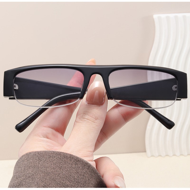 Lunettes de soleil rectangulaires vintage pour femmes, design de marque tendance, verres dégradés, lunettes de soleil pour hommes, demi-monture, protection UV400