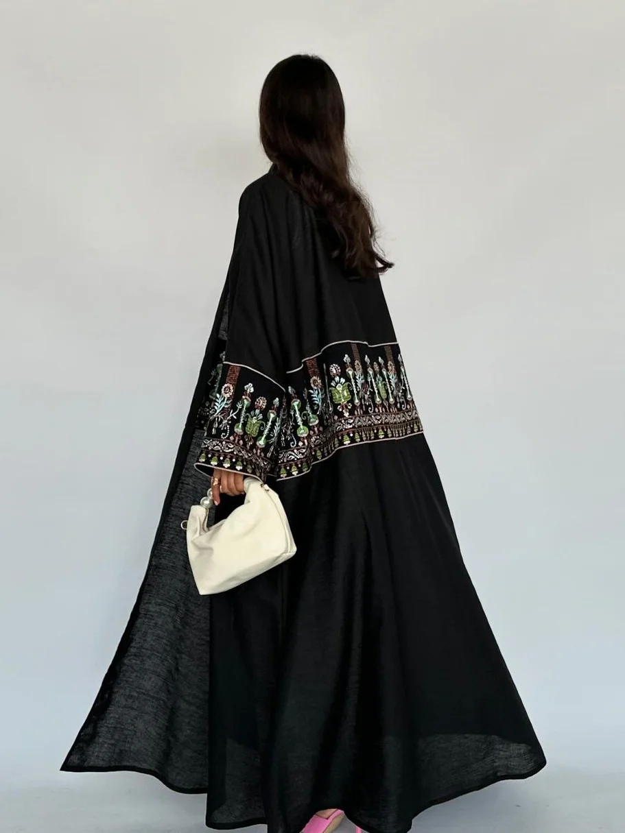 Robe de soirée longue pour femmes musulmanes, abaya Jalabiya, broderie, ramadan, Maroc, Dubaï, caftan arabe, Islam, cardigan modeste, robe éducative, 2024