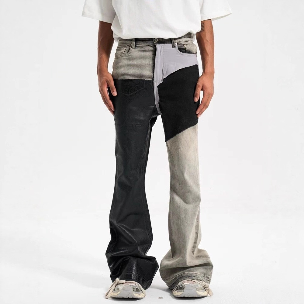 Hommes contraste couleur décontracté à la mode Simple basique mince Flare Denim pantalon quatre saisons nouvelle mode homme jean pantalon Streetwear