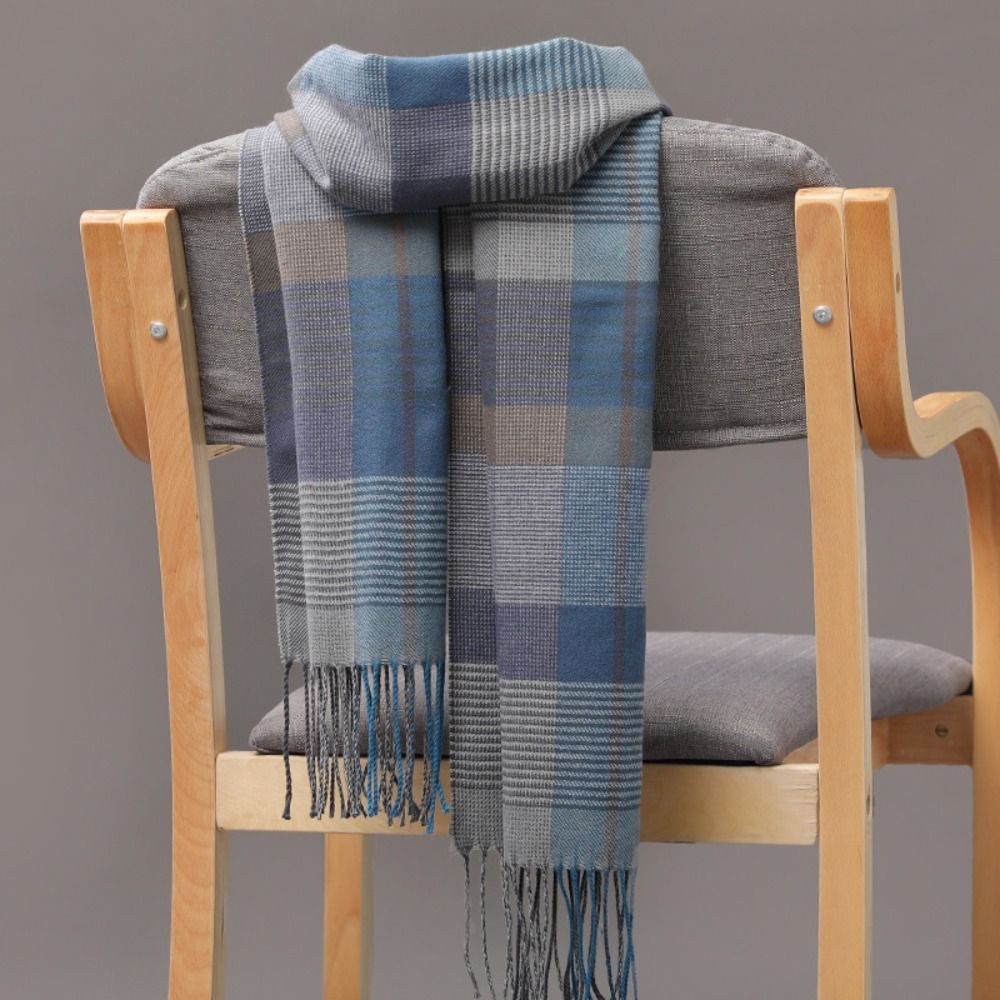 Écharpe à carreaux en cachemire pour hommes, glands à franges, longue écharpe d'affaires, style britannique, doux, camping, randonnée, hiver, optique, chaud, châle