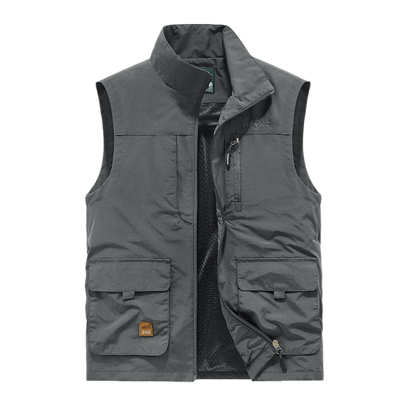 Gilets fins en maille pour hommes, vestes d'escalade sans manches, multi-poches, photographie de pêche, gilets respirants 6
