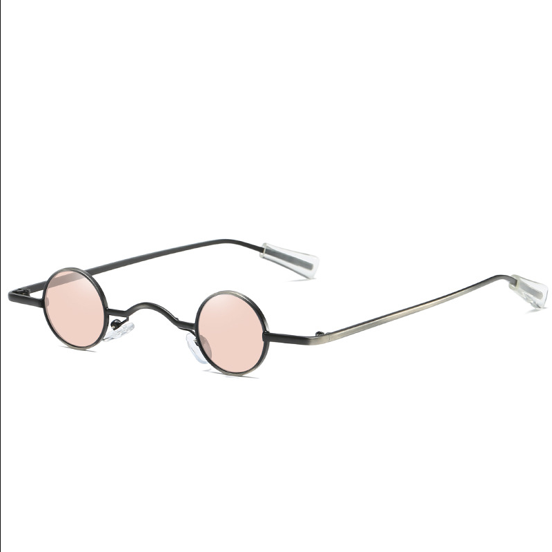 Petites lunettes de soleil rondes pour femmes, rétro, tendance, large pont, marque, styliste, punk, steampunk, vintage, nuances noires